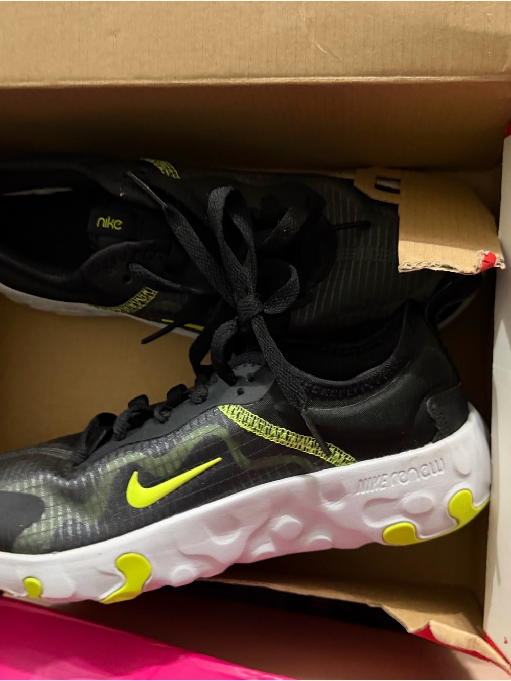 Nike Kids Black and Neon Yellow Athletic Sneakers